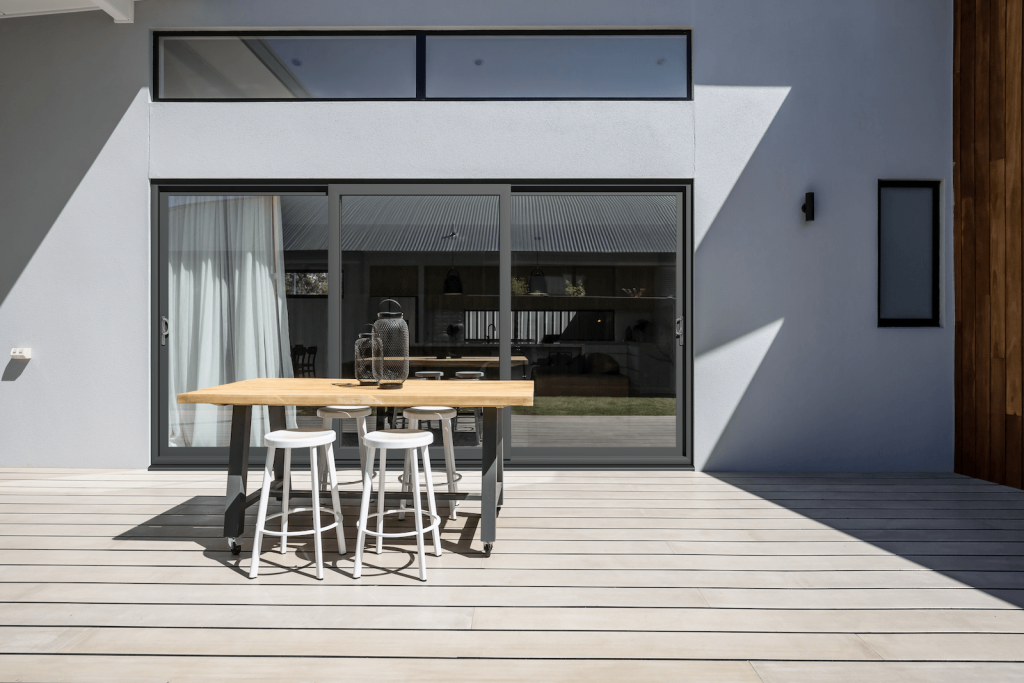 grey sliding patio door