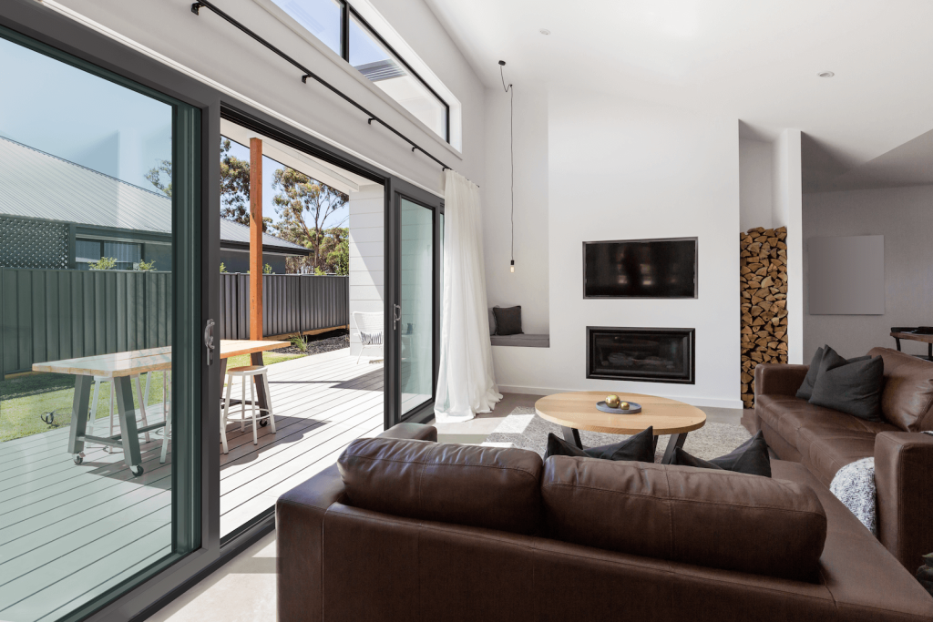 large grey sliding patio doors