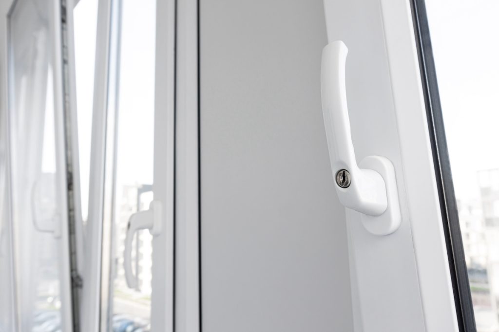 upvc white handle close up